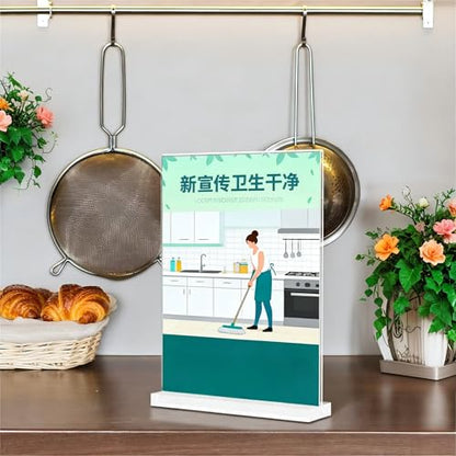 KOOLDE Acrylic Sign Holder 8.5x11 Inches 3 Pack T Shape Desktop Display Stand Vertical Double Sided Clear Table Menu Flyer Holder for Restaurants, Office, Shop, Wedding - color: Clear - 3 Pack