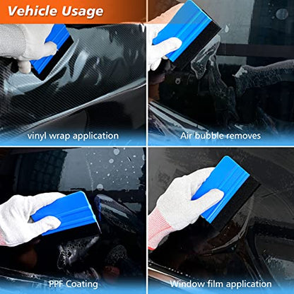 NEWISHTOOL 100 PCS Felt Squeegee for Vinyl, PPF Tint Wrap Application Tool - color: Blue