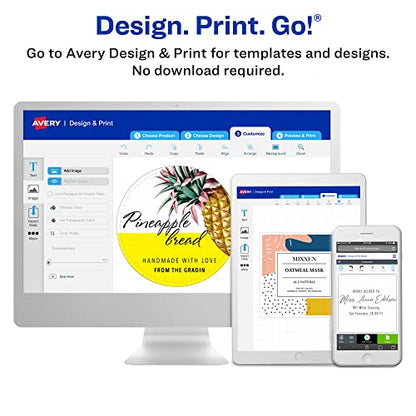 Avery® Matte White Removable Square Labels, Sure Feed® Technology, Print-to-The-Edge, 3/4" x 3/4", 2,000 Removable Labels, Laser/Inkjet Printable - style: 2,000 labels