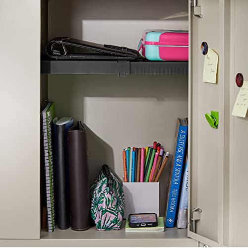 LockerMate Adjust-A-Shelf Locker Shelf for School Organization, Adjustable 12-15", Holds Up to 10 lbs, Black - color: Black