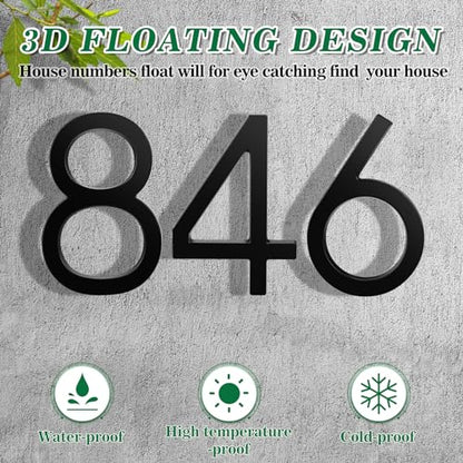 6 Inch Floating House Number Metal Modern Anti-Rust House Address Numbers for Outside with For Mailbox Yard Home Front Door Zinc Alloy Black, 911 Visibility Signage (2) - color: 2