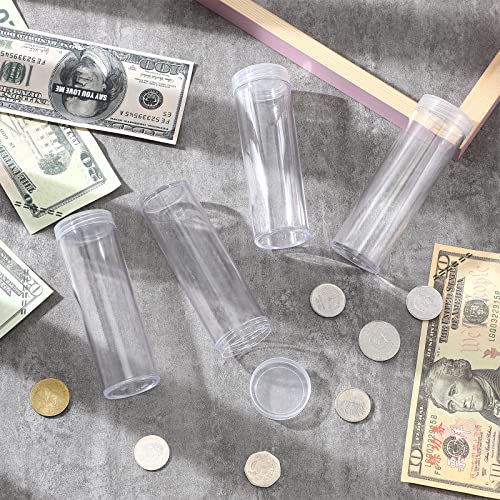 SATINIOR 20 Pcs Half Dollar Coin Tubes Round Clear with Screw on Lid