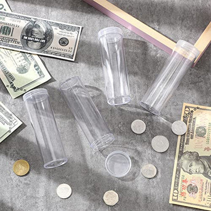 SATINIOR 20 Pcs Half Dollar Coin Tubes Round Clear with Screw on Lid