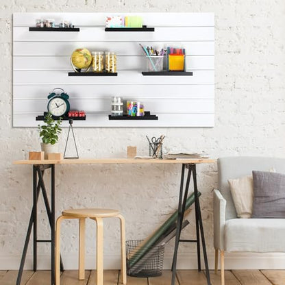 DoubleFill 6 Pcs Slatwall Shelves Metal Slat Wall Shelf, Black, 10x4.3 Inch - color: Black, size: 10x4.3 Inch
