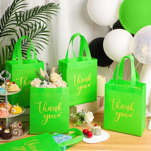 Sweetude 30 Thank You Non Woven Gift Bag, 10 x 8 x 4 Inch, Light Green - color: Light Green, size: 10 X 8 X 4 Inch