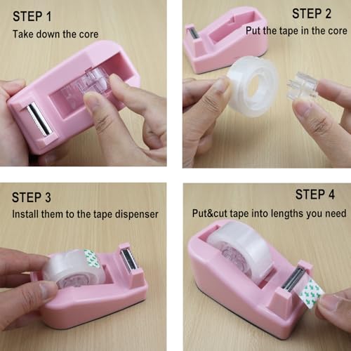 1Pcs Desktop Tape Dispenser,Adhesive Roll Holder with Weighted Nonskid Base,Office Tape Dispensers for School, Office and Home (Purple) - color: Purple