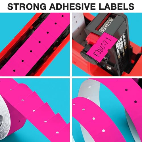 30 Rolls 15000pcs White Price Gun Labels for Mx-5500 Labeller White Pricemarker Stickers Plus 3 Piece Refill Ink Rolls (Rose) - color: Rose