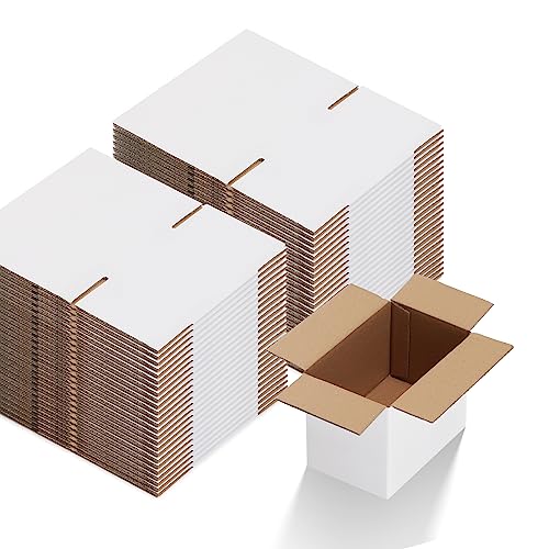 Calenzana 6x4x4 Shipping Boxes Set of 50, White Corrugated Cardboard Box for Mailing Packing Gifts Small Business - size: 6x4x4, style: 50 Pack