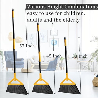 Heavy Duty Yellow Angle Broom with Long Handle - 2 Pack - color: 2pack Yellow