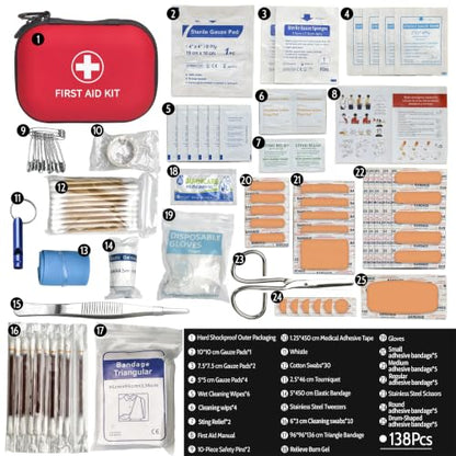 Prelady 138 Pcs Mini First Aid Kit Travel Size, TSA Approved Small First Aid Kit for Car, Hiking & Home, Compact Travel Medicine Kit, Med Kit