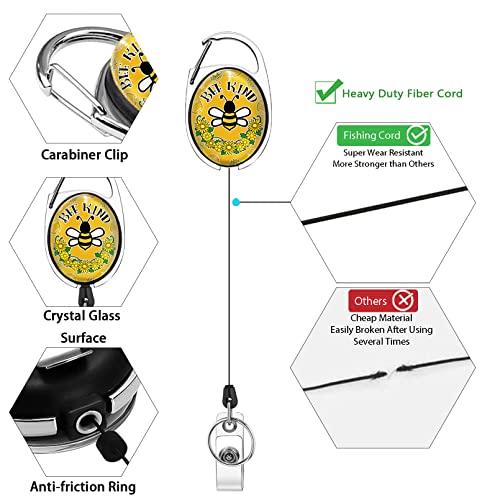 Giancomics Cute Teacher Lanyard for ID Badges Holder Retractable Badge Reel - color: Bee Kind