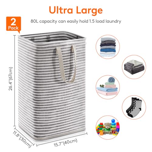 Lifewit 80L Large Laundry Baskets, Laundry Hampers Bags, 2 Pack, Black - color: Black, size: 80L