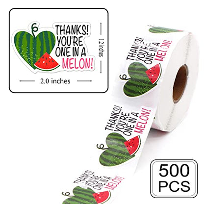 Watermelon Stickers, 500 PCS Thanks You're One in a Melon Party Decorations Favors, Small Shop Business Order Stickers,Thank You Sticker for Watermelon Bags Labels - style: Thanks You're One in a Melon