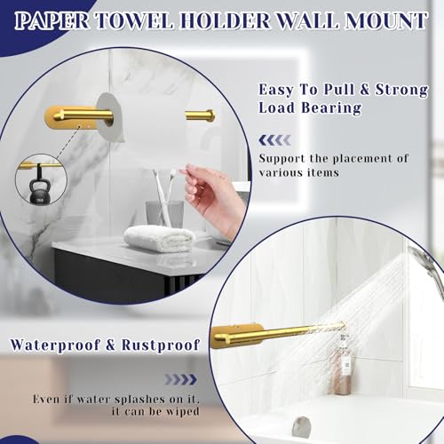 Gold Paper Towel Holder, Self Adhesive Paper Towel Holder Under Cabinet - color: Gold