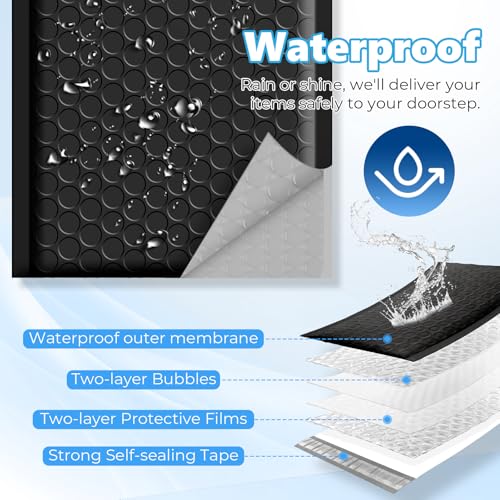 Metronic Bubble Mailers 4x8" 400Pack Padded Envelopes True 4x7" Usable Size - color: Black, size: 4x8" 400PC