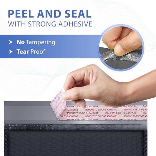 Black Bubble Mailers 7.25x12, Self Seal Poly Padded Envelopes #1, 100 Pack - color: Black, size: 7.25"x12" / 100 Pack
