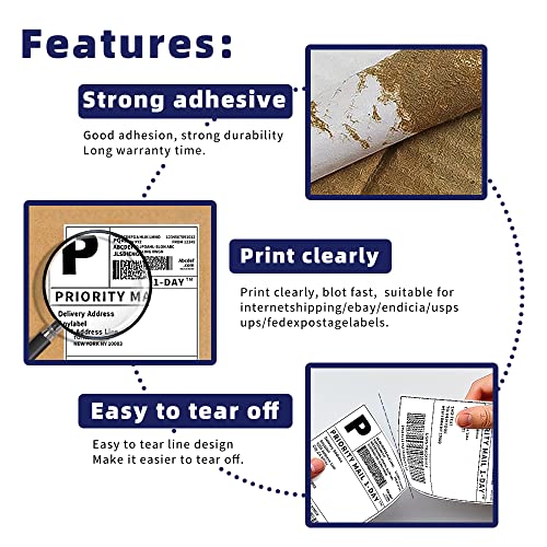 POLYSELLS 1000pcs 4x6 Direct Thermal Shipping Labels, White Perforated Fanfold Lables, 1000 Labels per Stack- Commercial Grade - style: 1 Stack I 1000 Labels