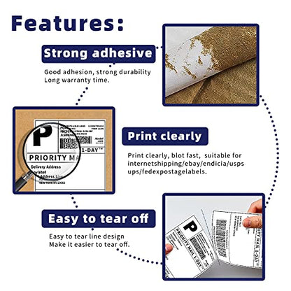POLYSELLS 1000pcs 4x6 Direct Thermal Shipping Labels, White Perforated Fanfold Lables, 1000 Labels per Stack- Commercial Grade - style: 1 Stack I 1000 Labels