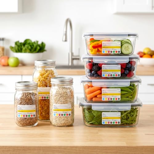 10 Rolls 2500 Pcs Restaurant Quality Shelf Life Food Rotation Labels Vinyl 2” x 3” Self-Adhesive Removable Freezer Food Labels Perfect for Reusable Containers Food Safety Date Sticker, Easy to Remove