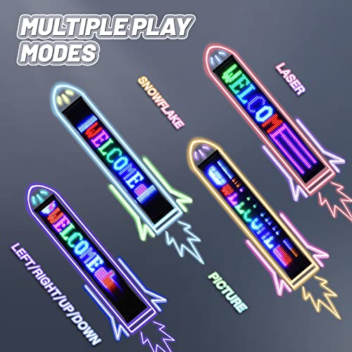 KJOY Programmable Huge Bright LED Signs, 27''x5'' USB 5V, Bluetooth App Control Custom Text Pattern Animation, Scrolling, Flexible LED Display for Car Store Party Bar Hotel - size: 27"x5"-1PCS