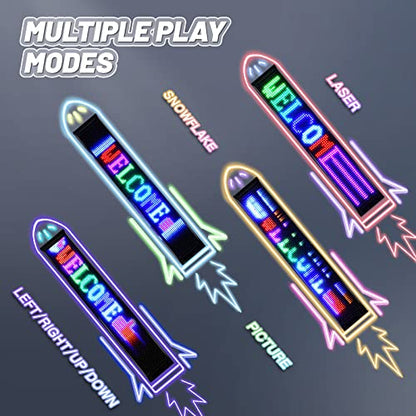 KJOY Programmable Huge Bright LED Signs, 27''x5'' USB 5V, Bluetooth App Control Custom Text Pattern Animation, Scrolling, Flexible LED Display for Car Store Party Bar Hotel - size: 27"x5"-1PCS
