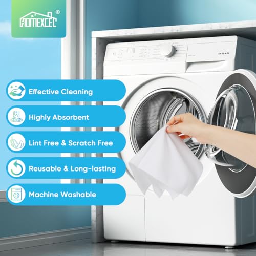 HOMEXCEL White Microfiber Cleaning Cloth, Microfiber Towels for Car,12 PK - color: White