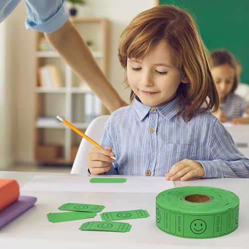 LLIKED 500 Raffle Tickets 1x2inch Smile Green Single Roll for Events - color: Green, size: 1"x2"
