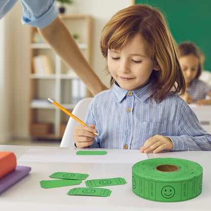 LLIKED 500 Raffle Tickets 1x2inch Smile Green Single Roll for Events - color: Green, size: 1"x2"