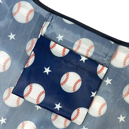 allydrew Medium Foldable Tote Nylon Reusable Grocery Bag (Set of 2) - color: Baseball