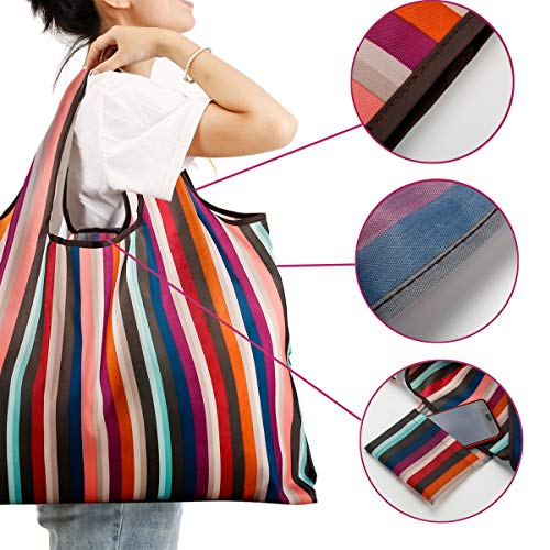 Reusable Grocery Bag 2 Packs Large Washable - color: L-rainbow