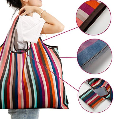Reusable Grocery Bag 2 Packs Large Washable - color: L-rainbow