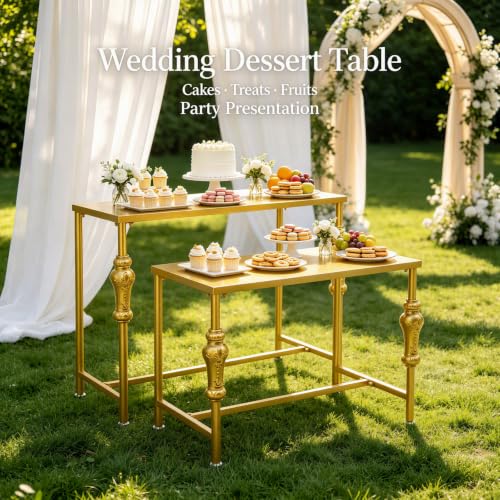 2-Piece Gold Metal Nesting Display Tables Shoe Handbag Retail Display Racks (Gold 2) - color: Gold 2