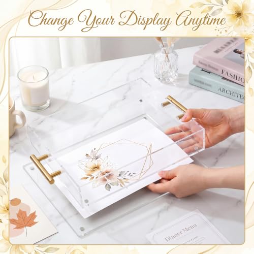 Novabright 2 Pack Clear Acrylic Serving Tray with Magnetic Mat Insert