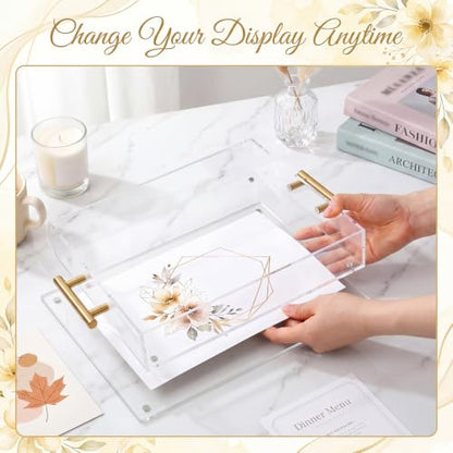 Novabright 2 Pack Clear Acrylic Serving Tray with Magnetic Mat Insert