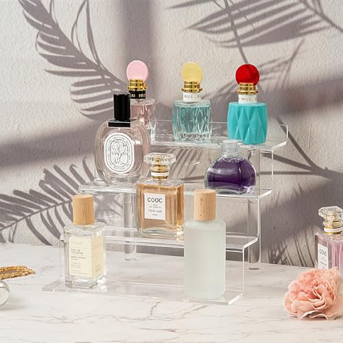bigantss 9 Inch Acrylic Shelf for Perfume Organizer, 4 Tier Funko POP Shelves, Cologne Organizer Tiered Riser Display Stand, Acrylic Display for Decoration