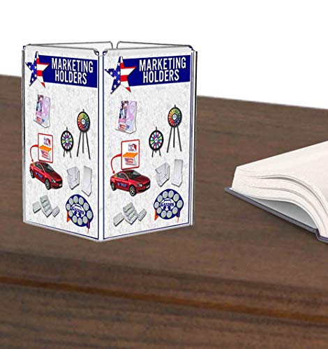 6 Pack Table Sign Holder Multi Panel Square Holds 4 x 6 Inch Signs in Each Side Display Menu Clear Acrylic Restaurant Diner Tabletop Stand by Marketing Holders - size: 4" x 6" 4 Sided