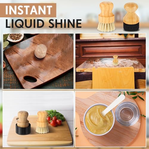 Qinyoung 2 Pcs Cutting Board Oil Applicator Set Bamboo Wax Applicator
