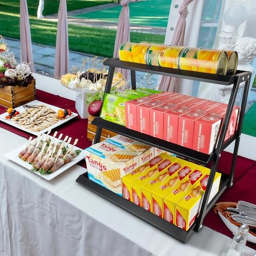 CozyNova 3 tier candy display - Snack holder with snack holder - Multi-functional counter snack and chip holder for stores - Cupcake display stand（Black）