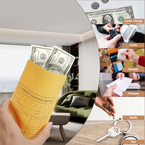 28lb 500Pcs Cash Deposit Envelopes with Self Seal Closure – Cash Envelopes for Small Businesses, 9 1/2 x 4 Money Envelopes for Retailers & Restaurants