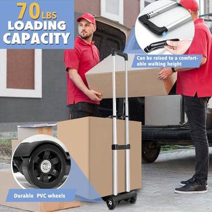 Folding Hand Truck Aluminum Trolley,Small Dolly, Foldable Hand Cart, - color: 2 Wheel Aluminium