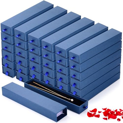 Kenning 36 Pcs Jewelry Gift Box for Necklace Bulk Sliding Drawer - color: Dark Blue