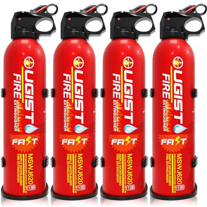 Multipurpose Fire Extinguisher (4 Pack, 21oz Each) with Wall Mount Bracket, Water-Based Foam No Residue, for Kitchen Grease & Electrical Fires, Portable Small Extinguisher for Home, Vehicle & Office - size: 4PCS