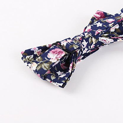 LEVAO Men's Cotton Floral Printing Bow Tie - color: Cb056
