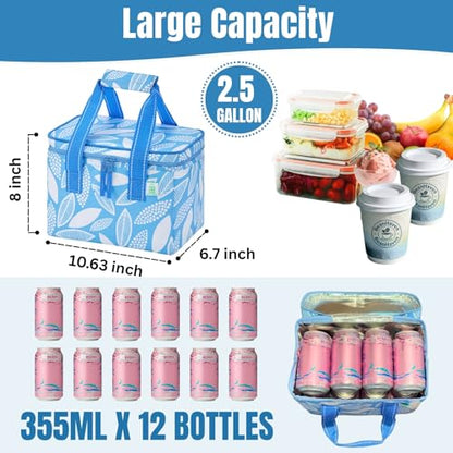 VENO 2 Pack Insulated Lunch Bags, 12 Can, Water-Resistant, Spring Breeze - color: Spring Breeze, size: 10.63"W x 8"H x 6.7"D - 2 Pack