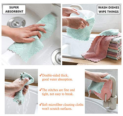Hypermotion Microfiber Cleaning Cloth, Kitchen Towels, Double-Sided Microfiber Towel Lint Free Highly Absorbent Multi-Purpose Dust and Dirty Cleaning Supplies for Kitchen Car Cleaning. Pack of 12 - color: Pink