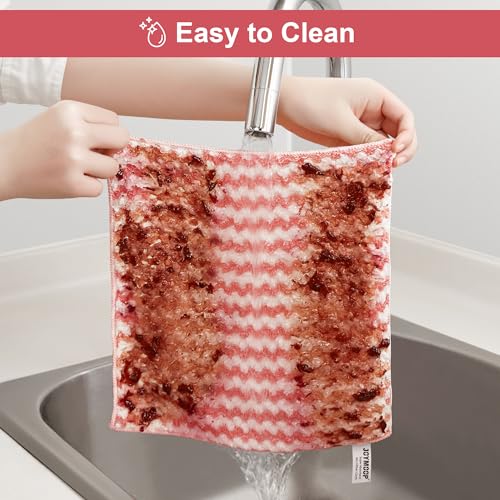JOYMOOP 18 Pack Microfiber Cleaning Cloth, Kitchen Towels for Dish Drying Washing, Absorbent Streak Free Lint Free Rags for Cleaning, Reusable and Washable Towels - 10" x 10" - color: Mixed [Pink+blue+green]