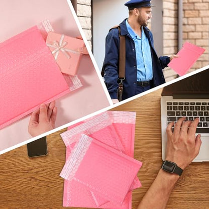 100 Pcs Kraft Bubble Mailers 3 Size Padded Envelopes, Pink - color: Pink