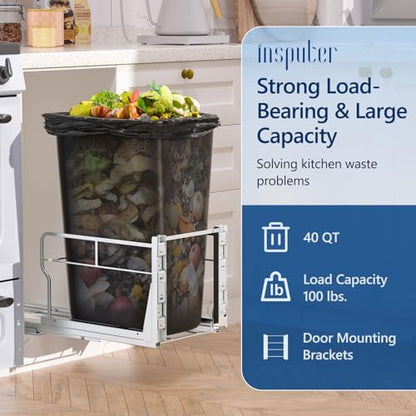 Insputer Pull Out Trash Can Cabinet with Soft-Close Slides - size: Single