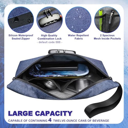 Smell Proof Bag with Combination Lock Large Storage Container Medicine Lock Bag Money Organizer Travel Storage Pouch - color: Blue