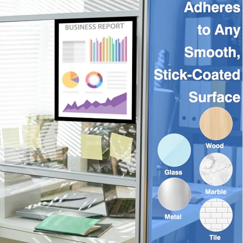 11x17 Window Poster Frame Made of Durable PVC and Strong Magnetic,Self Adhesive Flexible Display Frame,Black,Pack of 2 - color: Black, size: 11x17 inch
